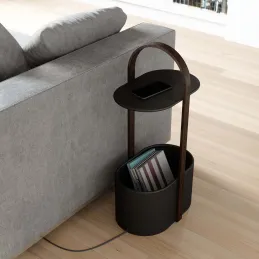 Bout de canapé design range magazine et tablette Hub