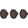Patère ronde noyer et caoutchouc Hub (Lot de 3)