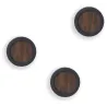 Patère ronde noyer et caoutchouc Hub (Lot de 3)