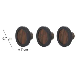 Patère ronde noyer et caoutchouc Hub (Lot de 3)