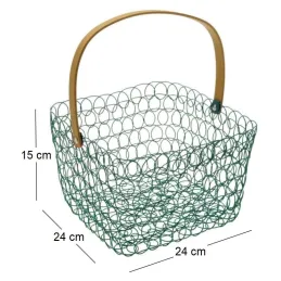 Corbeille à fruits carrée fil métallique 24 cm