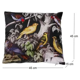 Coussin imprimé oiseaux sur branche 45 cm
