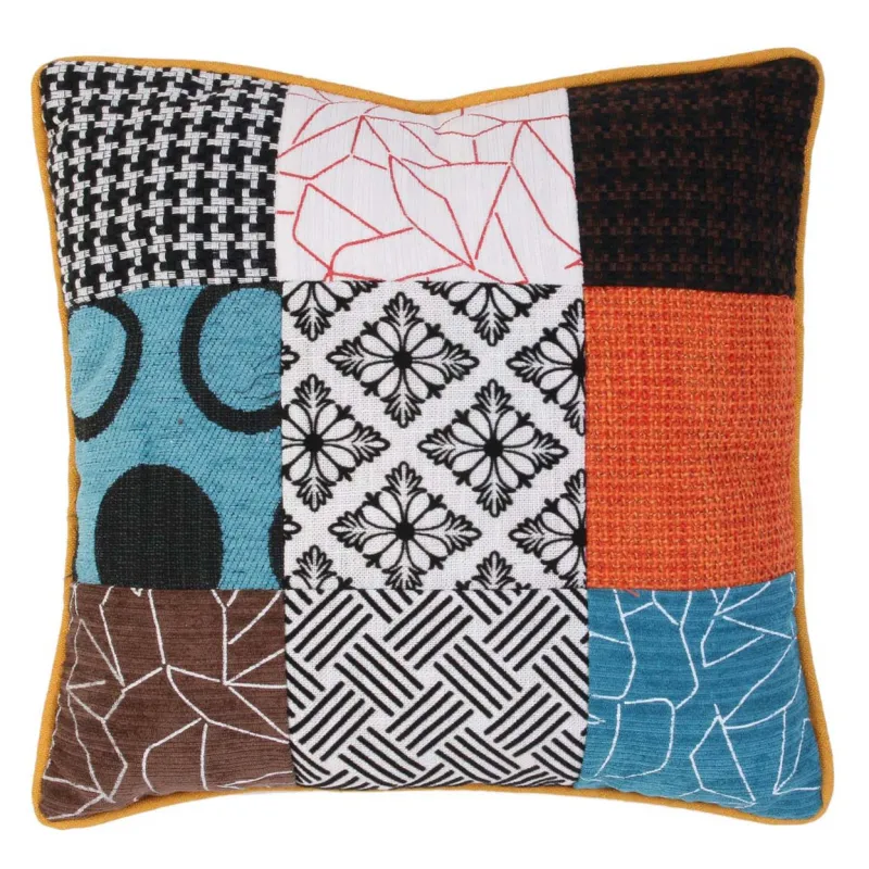 Coussin patchwork en tissu déhoussable 40x40 cm