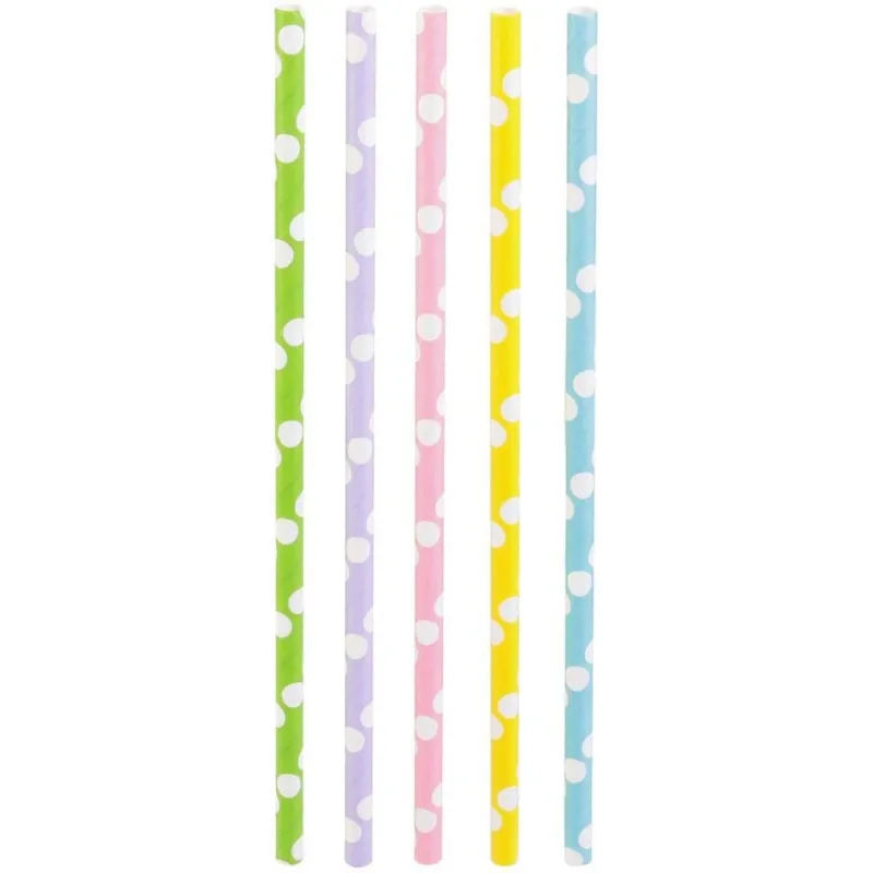 Pailles imprimées fantaisies en papier (Lot de 50)