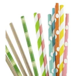 Pailles imprimées fantaisies en papier (Lot de 50)
