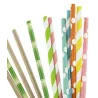 Pailles imprimées fantaisies en papier (Lot de 50)