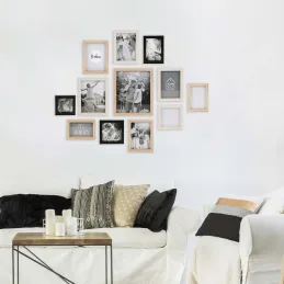 Cadres photos en bois Bonheur (Lot de 12)