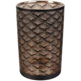 Vase en métal noir et cuivré Aster 20 cm