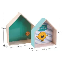 Etagères en bois maison Monsieur Madame (Lot de 2)