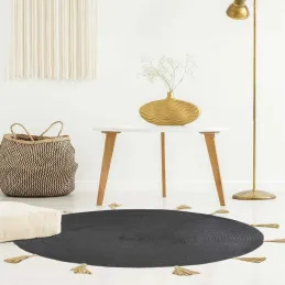 Tapis rond en coton pompons 90 cm