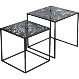 Tables gigognes en métal carrées (Lot de 2)