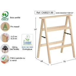 Tréteau tapissier en pin naturel