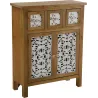 Commode de rangement en bois et blanc motif fleur Agnette