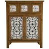 Commode de rangement en bois et blanc motif fleur Agnette