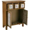 Commode de rangement en bois et blanc motif fleur Agnette