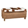 Coffre banquette en bois recyclé et peau de vache