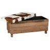 Coffre banquette en bois recyclé et peau de vache