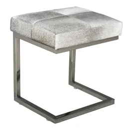 Tabouret design en peau de vache et acier chromé