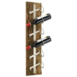 Range-bouteilles mural en bois recyclé et métal vieilli