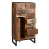Commode haute en bois recyclé et métal