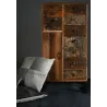 Commode haute en bois recyclé et métal