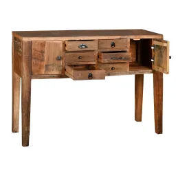 Console en bois recyclé et métal 6 tiroirs
