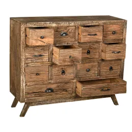 Commode en bois recyclé et métal 14 tiroirs
