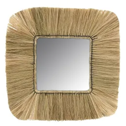 Miroir carré en jonc naturel