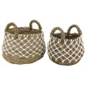 Cache-pots en jonc naturel et crochet (Lot de 2)