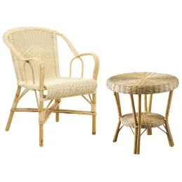 Petit salon crapaud en moelle de rotin