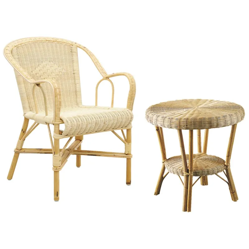 Petit salon crapaud en moelle de rotin