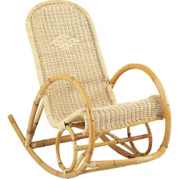 Rocking chair en manau et moelle de rotin naturelle Tipi