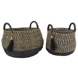 Cache-pots en raphia et en jonc (Lot de 2)