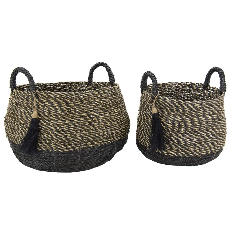 Cache-pots en raphia et en jonc (Lot de 2)