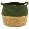 Corbeilles en jonc naturel et teinté kaki (Lot de 3)
