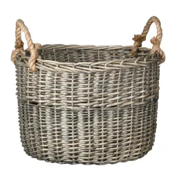 Corbeilles en osier gris et corde (Lot de 4)