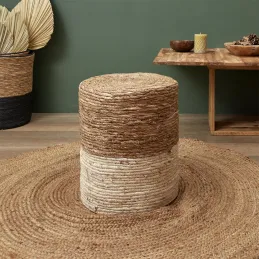 Pouf jonc de mer blue lagoon