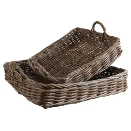 Plateaux en poelet gris (Lot de 2)