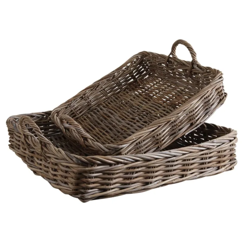 Plateaux en poelet gris (Lot de 2)