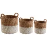 Cache-pots en jonc de mer naturel et blanc (lot de 3)