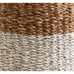 Cache-pots en jonc de mer naturel et blanc (lot de 3)