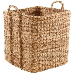 Cache-pots carrés en jonc de mer naturel (Lot de 4)