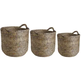 Cache-pots ronds en jonc (lot de 3)