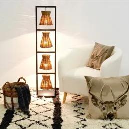 Lampe en métal et bambou naturel