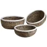 Corbeilles rondes en jonc naturelles, noires et blanches (lot de 3)