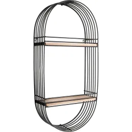 Etagère ovale filaire métal et bois Linéa