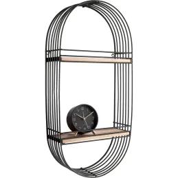 Etagère ovale filaire métal et bois Linéa