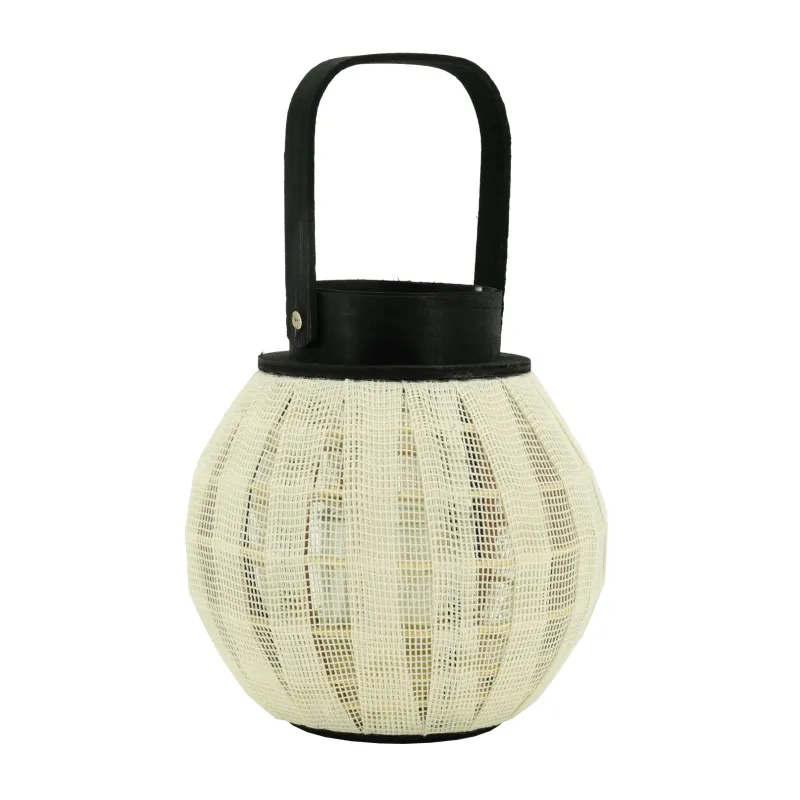 Lanterne ronde en bois et coton