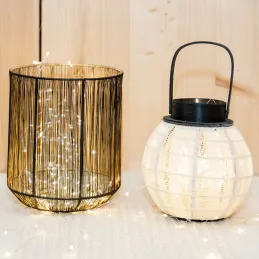 Lanterne ronde en bois et coton