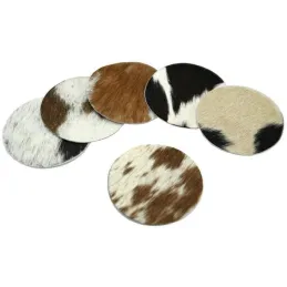 Dessous de verre en peau de vache (Lot de 6)